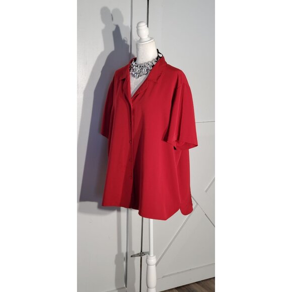 LIZ BAKER BLOUSE RED SHORT SLEEVE POLYESTER SIZE 24W(3X) - Picture 9 of 9